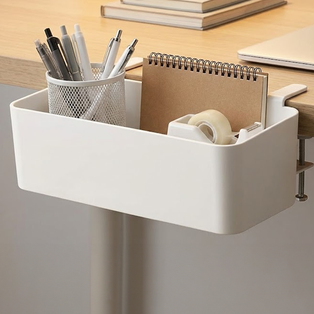 살림생각 철제 무타공 걸이형 책상 사이드 확장 수납함, 1개, 화이트 23,900원