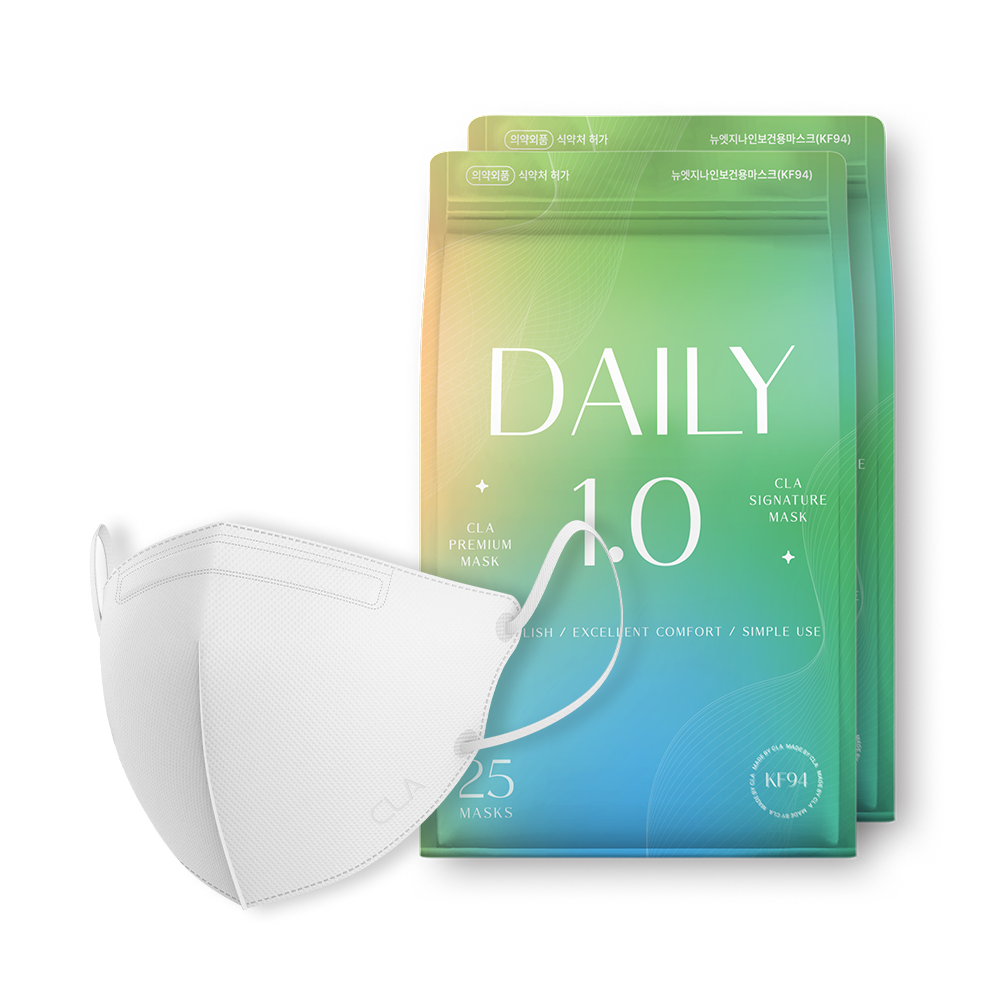 CLA 코리아 데일리 보건 컬러 새부리형 마스크 어린이용 KF94, 25개입, 2개, 화이트 13,800원