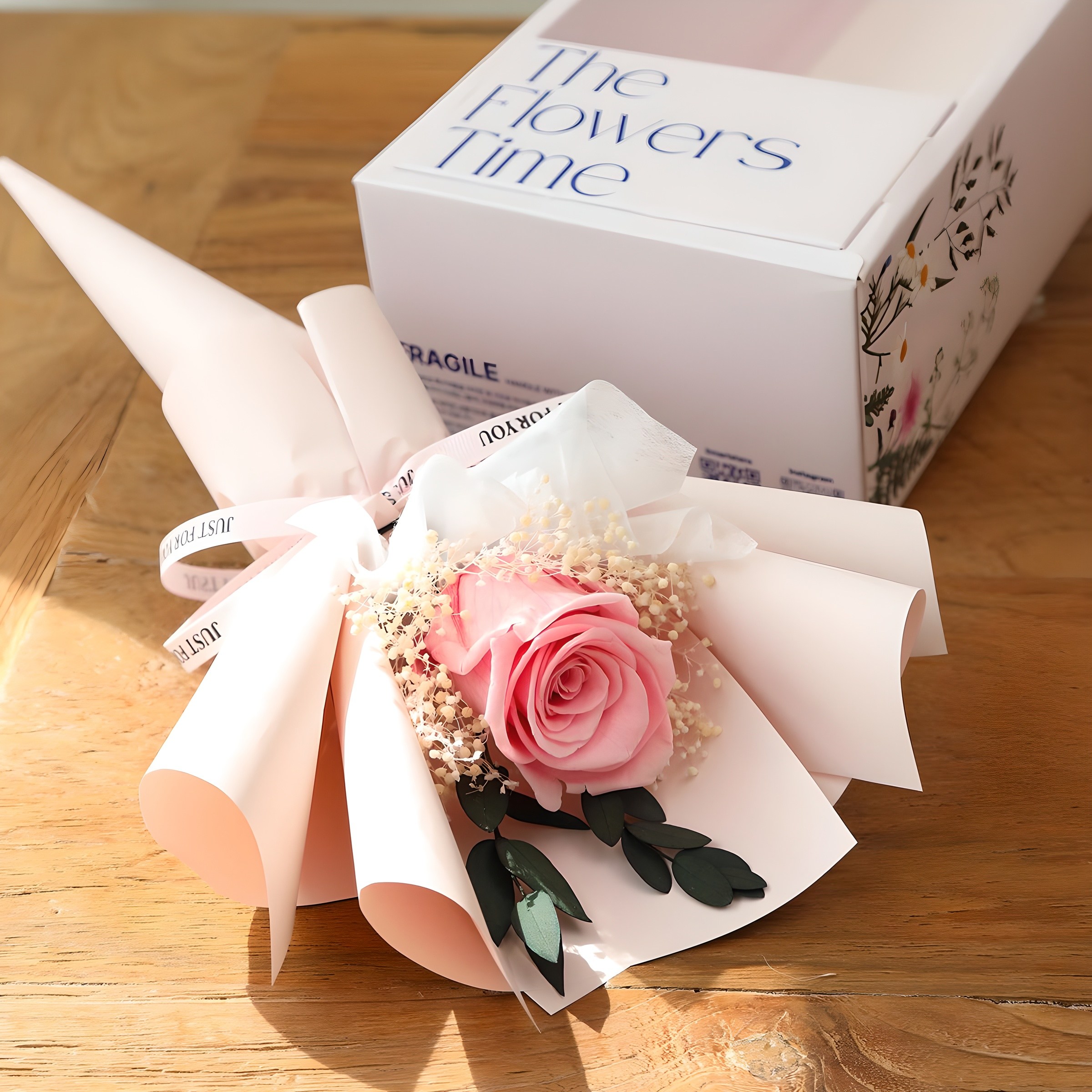 뷰티풀데코센스 생화 프리저브드 LED 한송이 장미 꽃다발 + 핸들케이스, Pink 15,210원