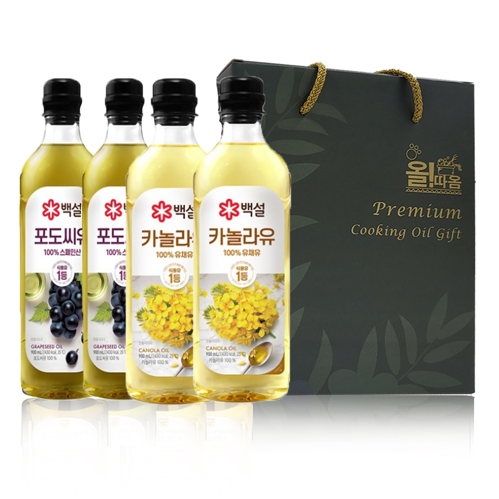 올따옴 선물세트 백설 카놀라유 900ml 2입+포도씨유 900ml 2입, 1세트 28,900원