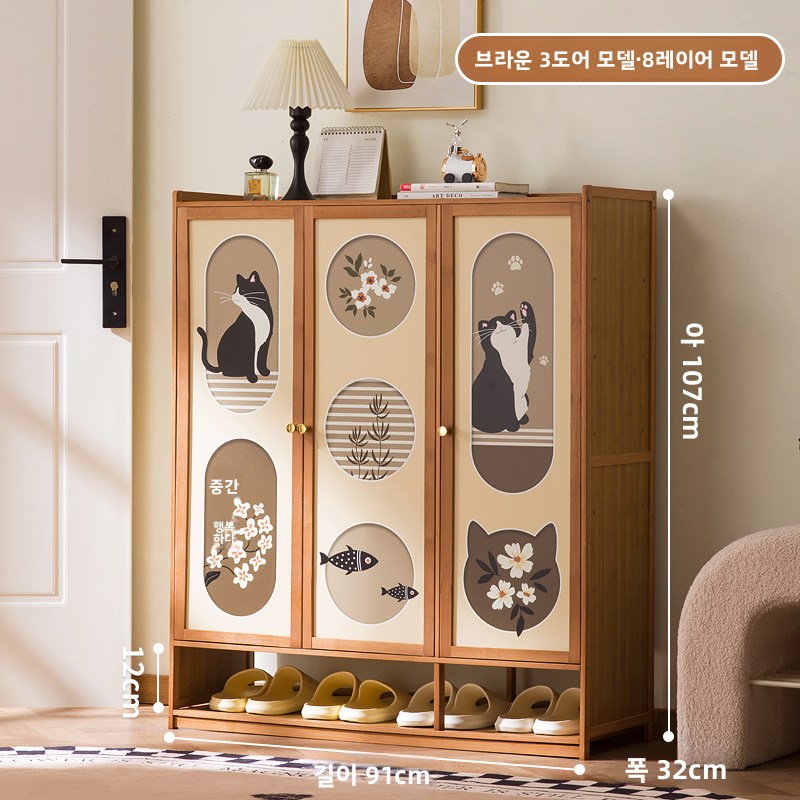 XFD 슬림 대용량 신발장 거실 현관 신발장 정리대 신발 수납장 방진 현관캐비닛, 원목, 8단 98,000원