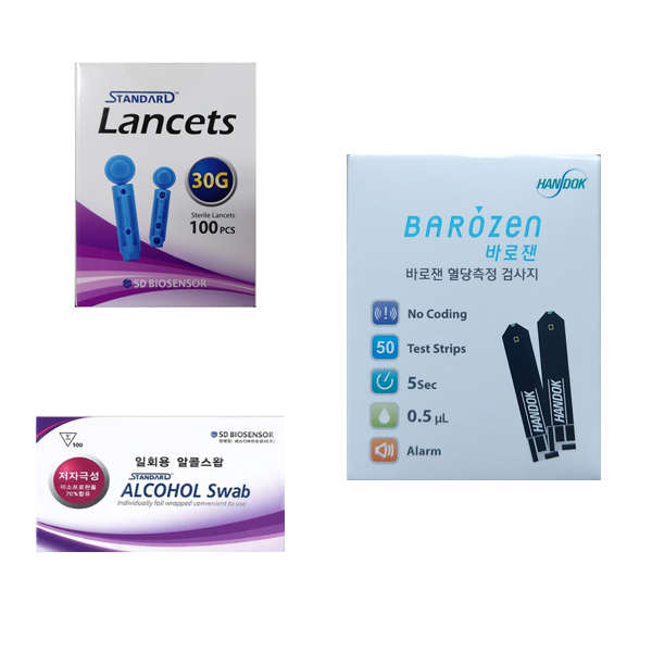 한독약품 바로잰 / 바로잰2 혈당시험지 혈당측정검사지 50매 +침100매+솜100매 아이센스 Barozen 혈당스트립 당뇨검사지 SW 14,300원