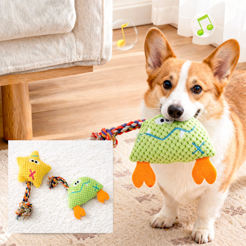 솜솜프렌즈 강아지 노즈워크 터그놀이 로프 인형 장난감 2p, 1세트, 옐로우+그린 13,000원