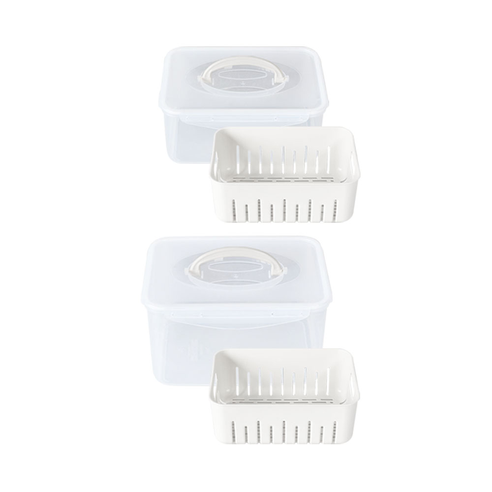 데코아르 포텐셜 BPA FREE 물빠짐 항균 밀폐용기 퓨어화이트, 대형 5L / 중형 3.6L, 1세트 19,900원