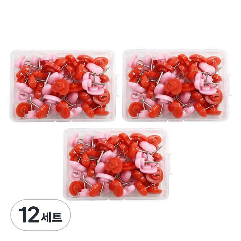 문구담 귀여운 하트모양 압정 세트 핑크레드, 50개입, 12세트 39,600원