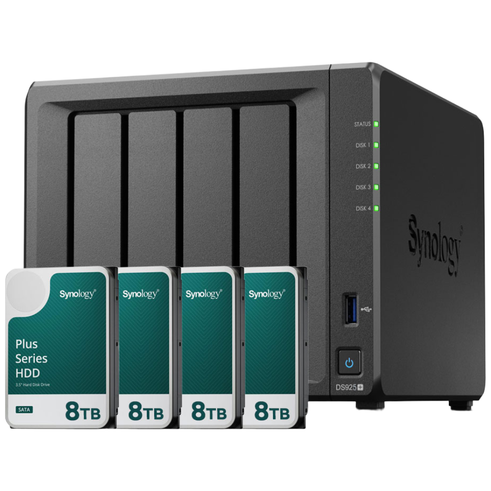 [ 시놀로지 공식총판 ] 시놀로지 나스 DS925+4bay [32TB]HAT3320-8TBX4EA 합본 기업용 NAS 3,080,000원