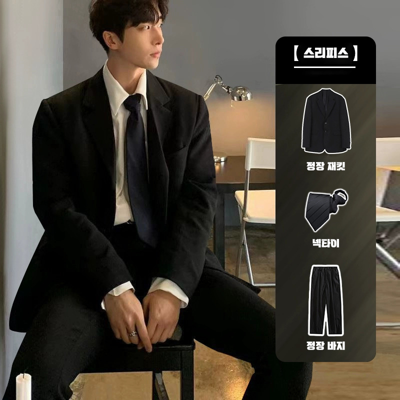 TOPMOX 2026 트렌디한 남성 슬림핏 정장 세트 베이직 자켓+팬츠 세트수트 51,900원