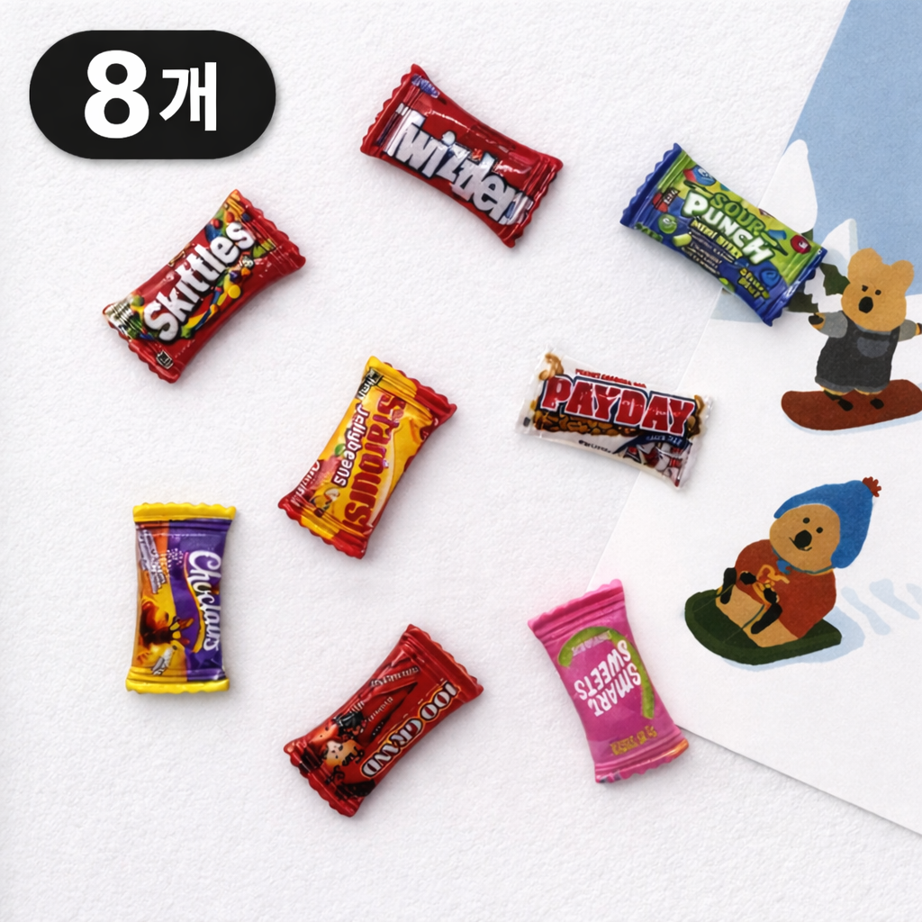 후암마켓 초콜렛 봉지 마그넷 인테리어 냉장고 자석 8P, 혼합색상 6,900원