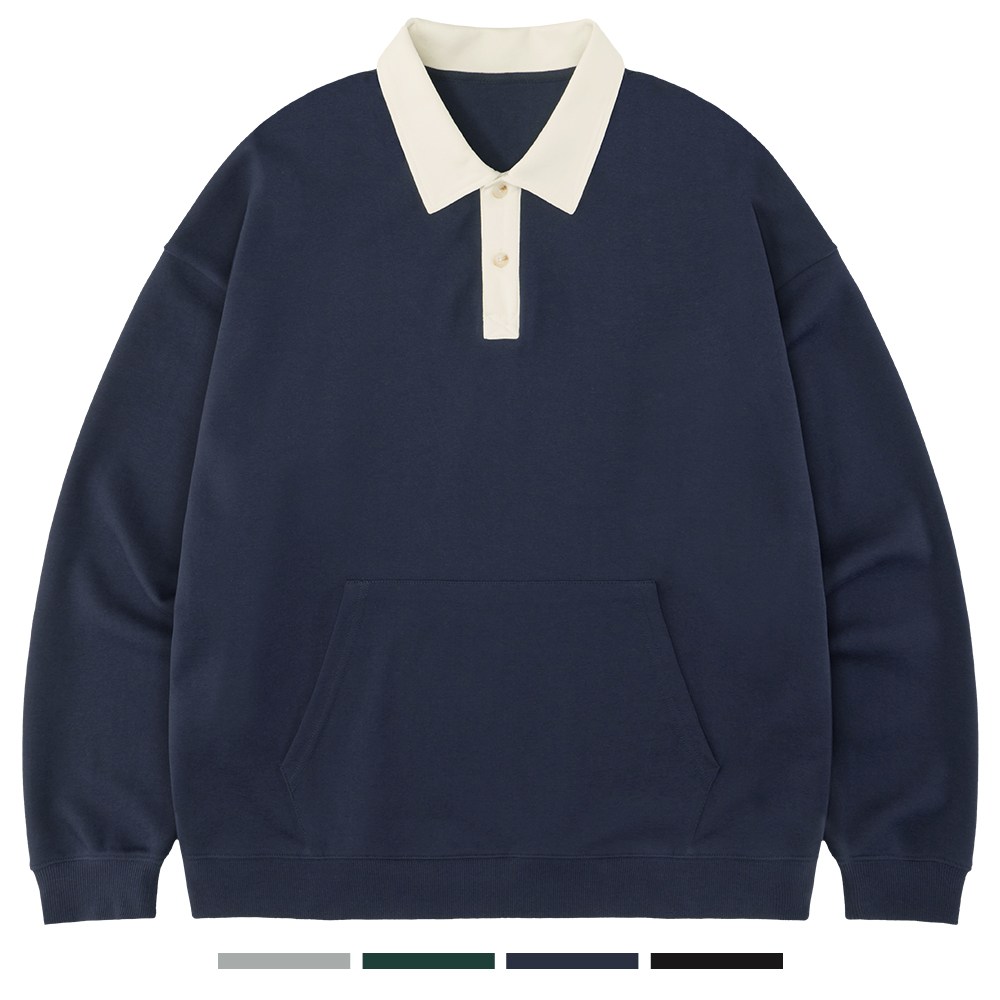 팀스핏 남성용 M~3XL 빅사이즈 오버핏 럭비 카라 맨투맨 티셔츠 41,900원