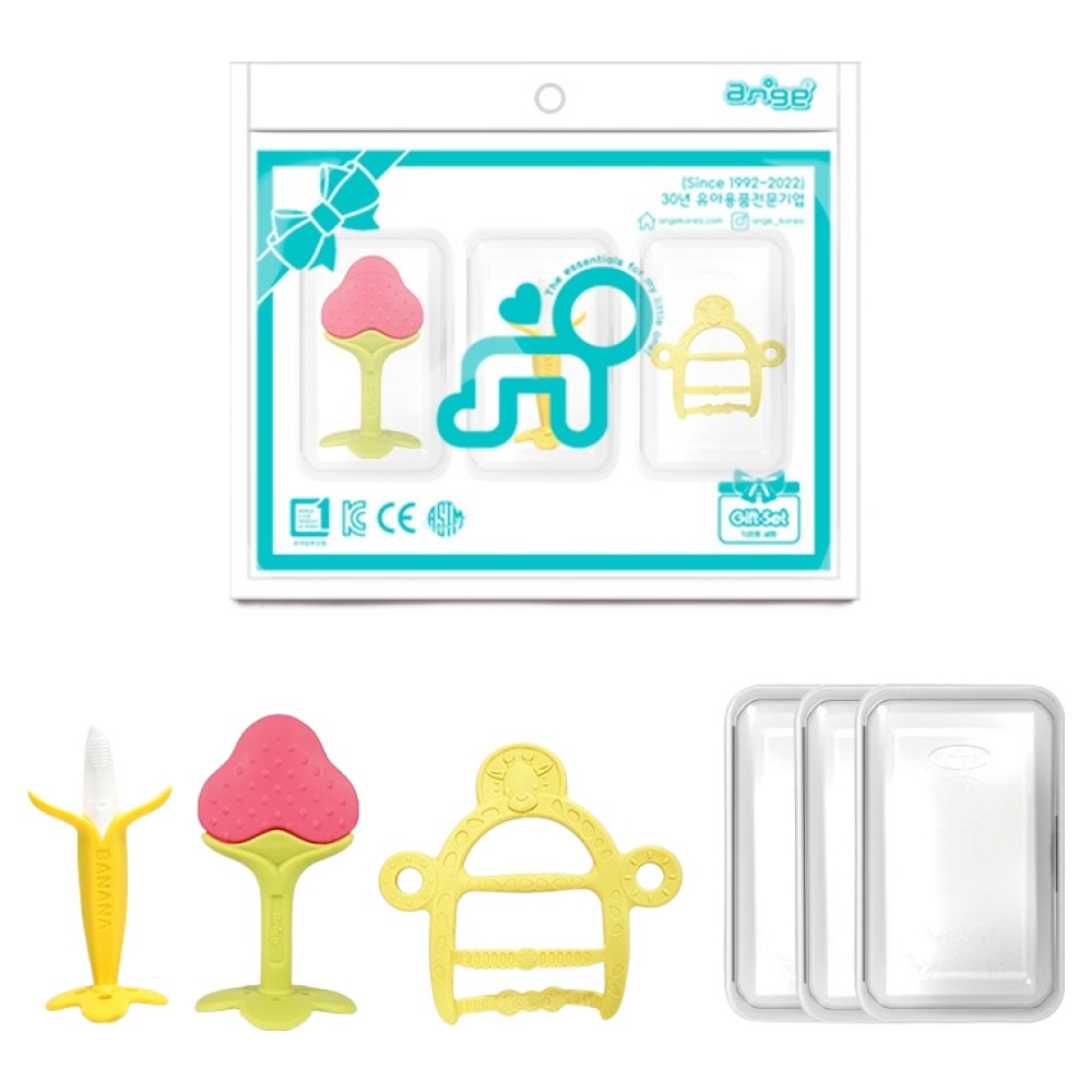 앙쥬 팔찌 치발기 세트 바나나 + 딸기 + 기린 팔찌, 옐로우(팔찌형 치발기), 1세트, 브러쉬 + 치발기 + 팔찌형 치발기 + 전용케이스 3종 24,900원