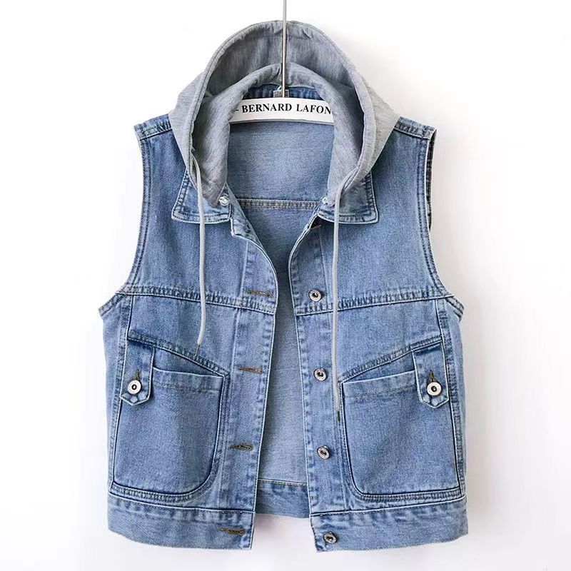 여성 탈부착 후드 데님 조끼 데일리 캐주얼 베스트 Women's Vest 22,800원