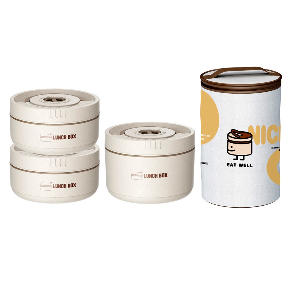 CSOKOW 도시락통 야영 직장인 보온 전자레인지 다용도 층간 밀폐 도시락, 1세트, 화이트 3단 17,900원