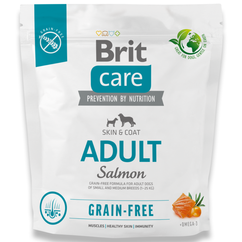 브릿 케어 독 그레인프리 어덜트 눈물사료 저알러지 다이어트 사료, 1개, 1kg, 연어 22,100원