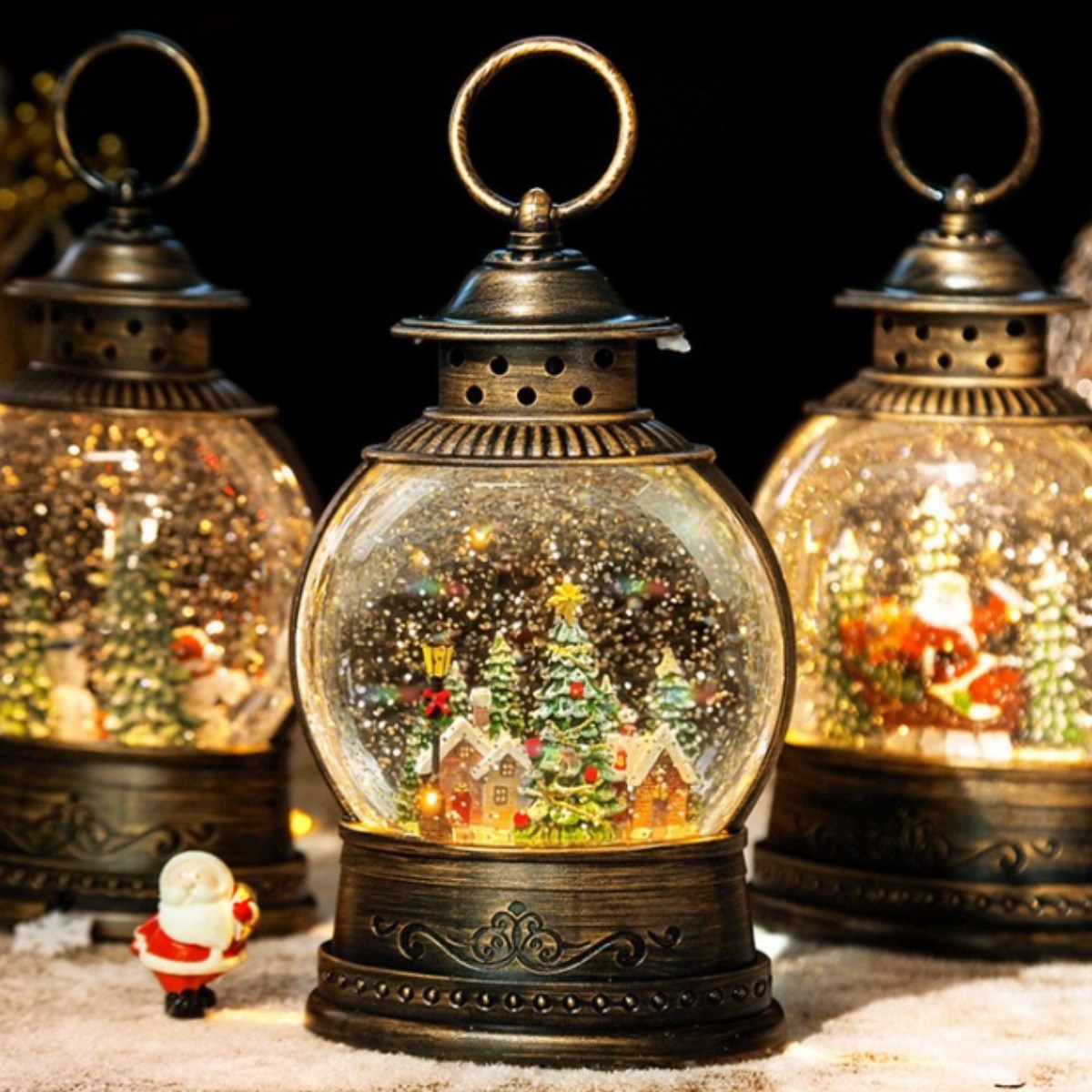 엔베러 2025 크리스마스 소품 오르골 크리스마스선물 눈사람 스노우볼 조명 무드등 산타클로스, 납작원형스노우오르골-눈내리는마을 26,500원