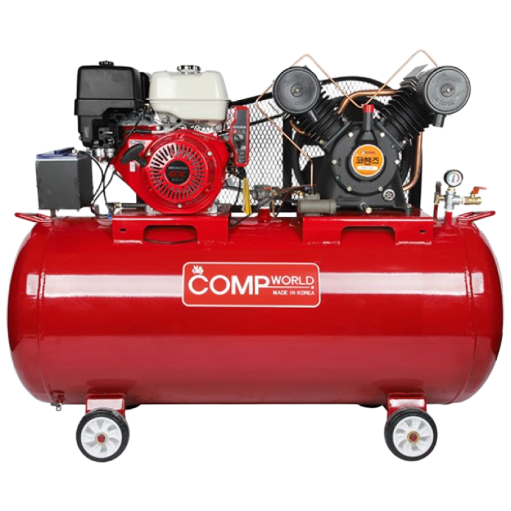 콤프월드 CWKE902H-400 휘발유 콤프레샤 자동시동 엔진 혼다 13마력 산업용 펌프 7.5마력 탱크용량 400리터 철탱크 4,562,000원