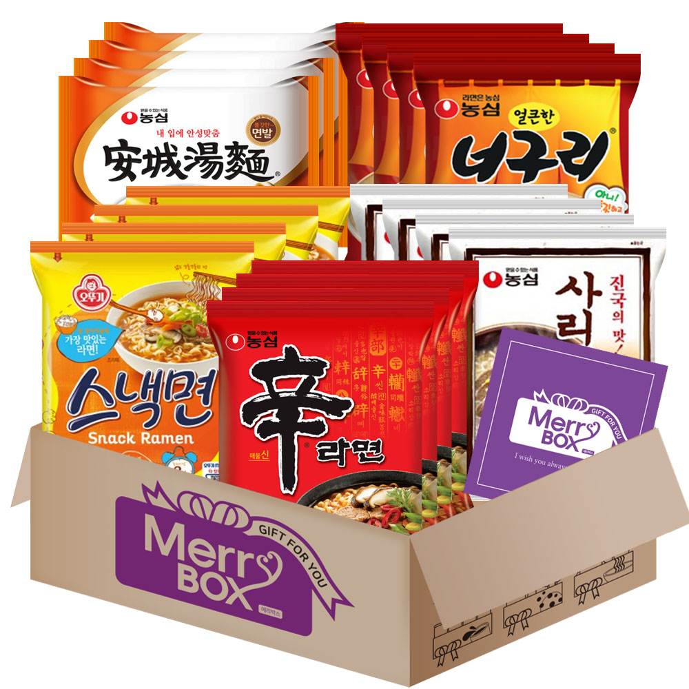 봉지라면세트 20개(신라면4+안성탕면4+얼큰너구리4+사리곰탕4+스낵면4)+메세지카드, 1세트 24,500원