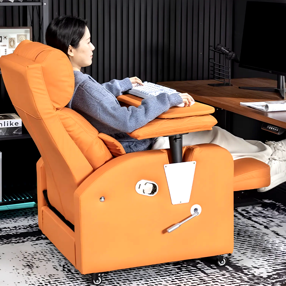 이지코지 게이밍 리클라이너 의자 사무용 컴퓨터 각도조절 발받침 쇼파 소파+키보드거치대, 오렌지 298,000원