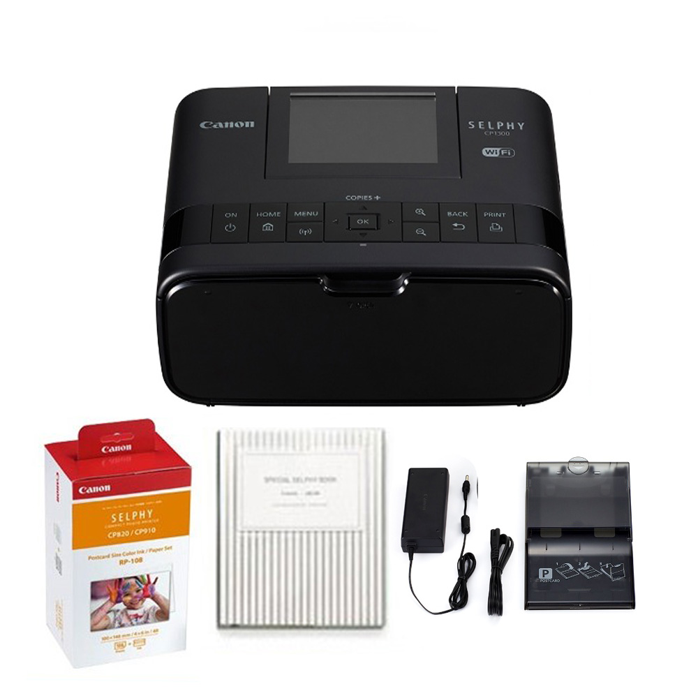 캐논 셀피 포토프린터 CP1200 + 인화지 108매 세트, 1세트, CP1300 블랙 + 엽서크기108매인화지 + 잉크2개 280,000원