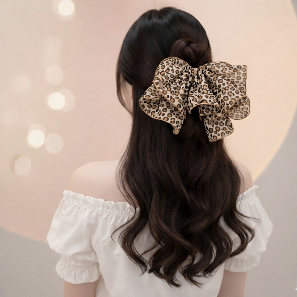 뤼에흐 고급 쉬폰 플라워 왕리본 풍성한 헤어핀 13,500원