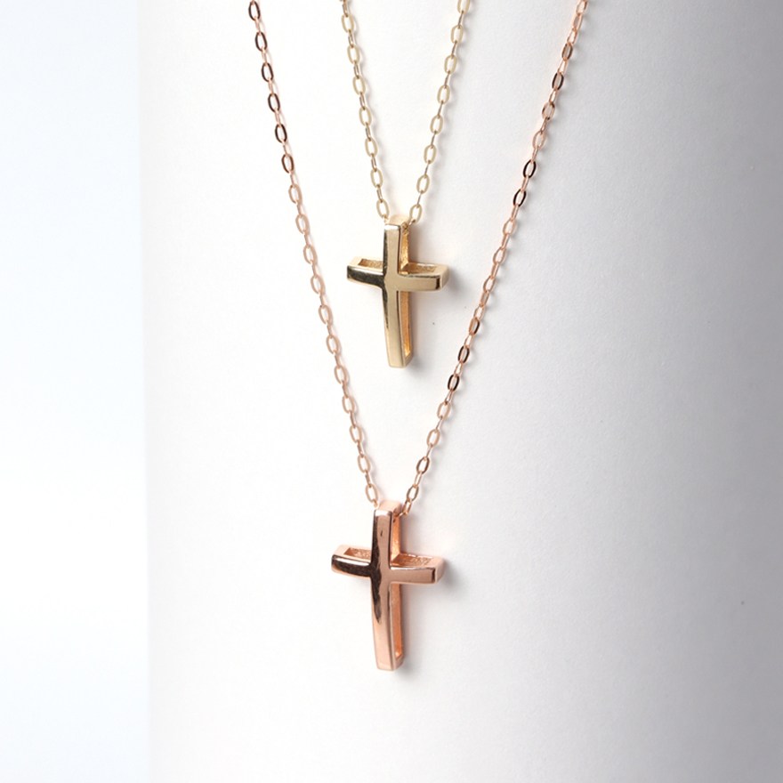 오로프 전체 14K 금 입체 십자가 심플 모던 목걸이 펜던트 메달 146,040원