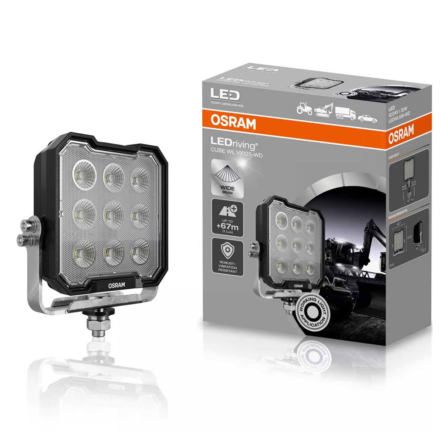 오스람 차량용 12V 24V LED 써치라이트 작업등 사각 확산형 LEDWL108-WD, 1개 88,000원