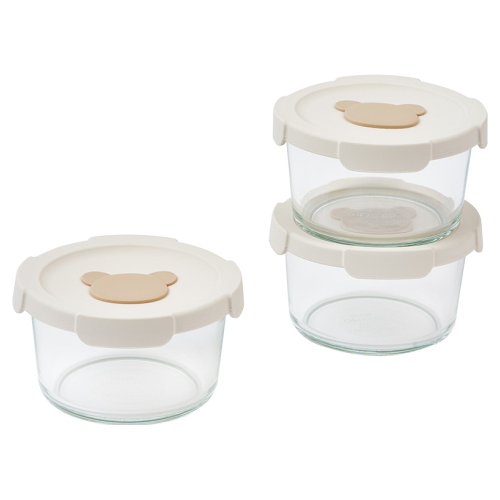 글라스락 베이비 곰돌이캡 원형 이유식 보관용기, 520ml, 단일색상, 3개 22,800원