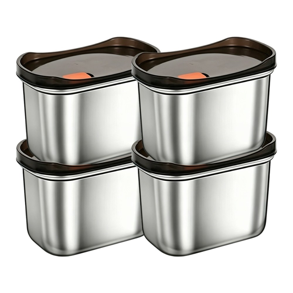 Fanobo 스텐 진공 밀폐 용기 세트, 원색 550ml, 4개, 현재가 18,900원