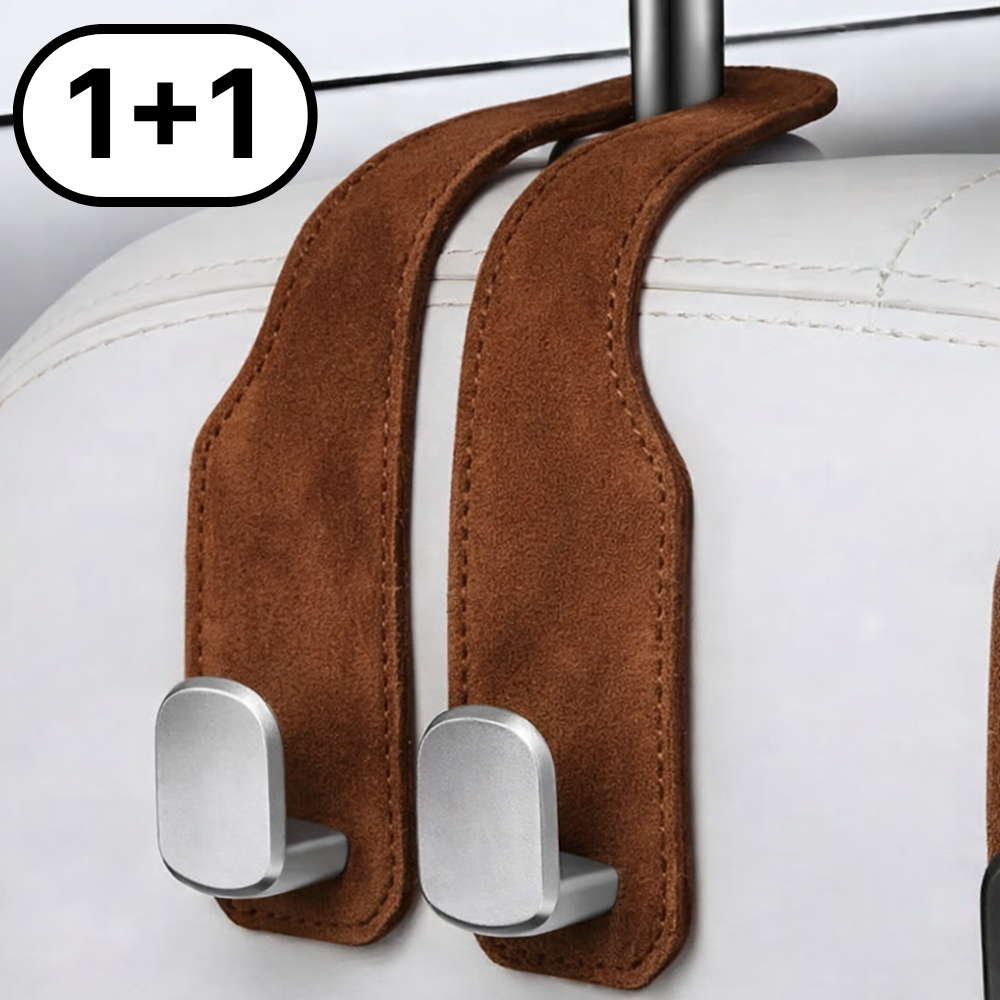 심플딤플 스웨이드 헤드레스트 후크 차량용 가방걸이 옷걸이, 브라운, 2개 20,000원