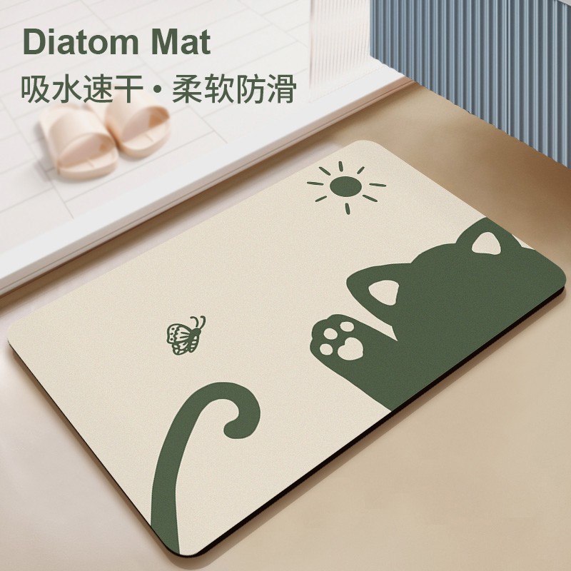 프리미엄 욕실 주방 규조토 빨아쓰는 발매트, L SIZE, 고양이 그림, 1개 19,700원