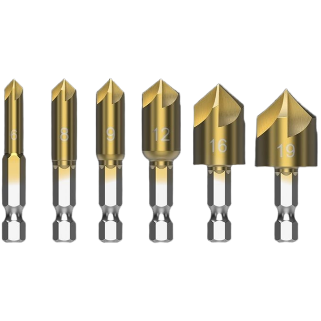 그레이나 티타늄 코팅 챔퍼링 드릴 비트 카운터싱크 비트 6pcs 6-8-9-12-16-19mm 12,800원