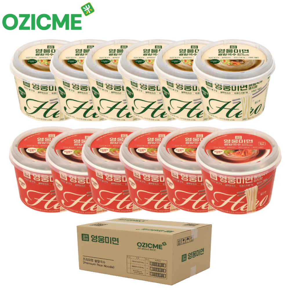 쌀국수 컵쌀국수 멸치맛 김치맛 반반 건면 오직미 영웅미면 쌀칼국수, 95.5g, 12개 25,800원