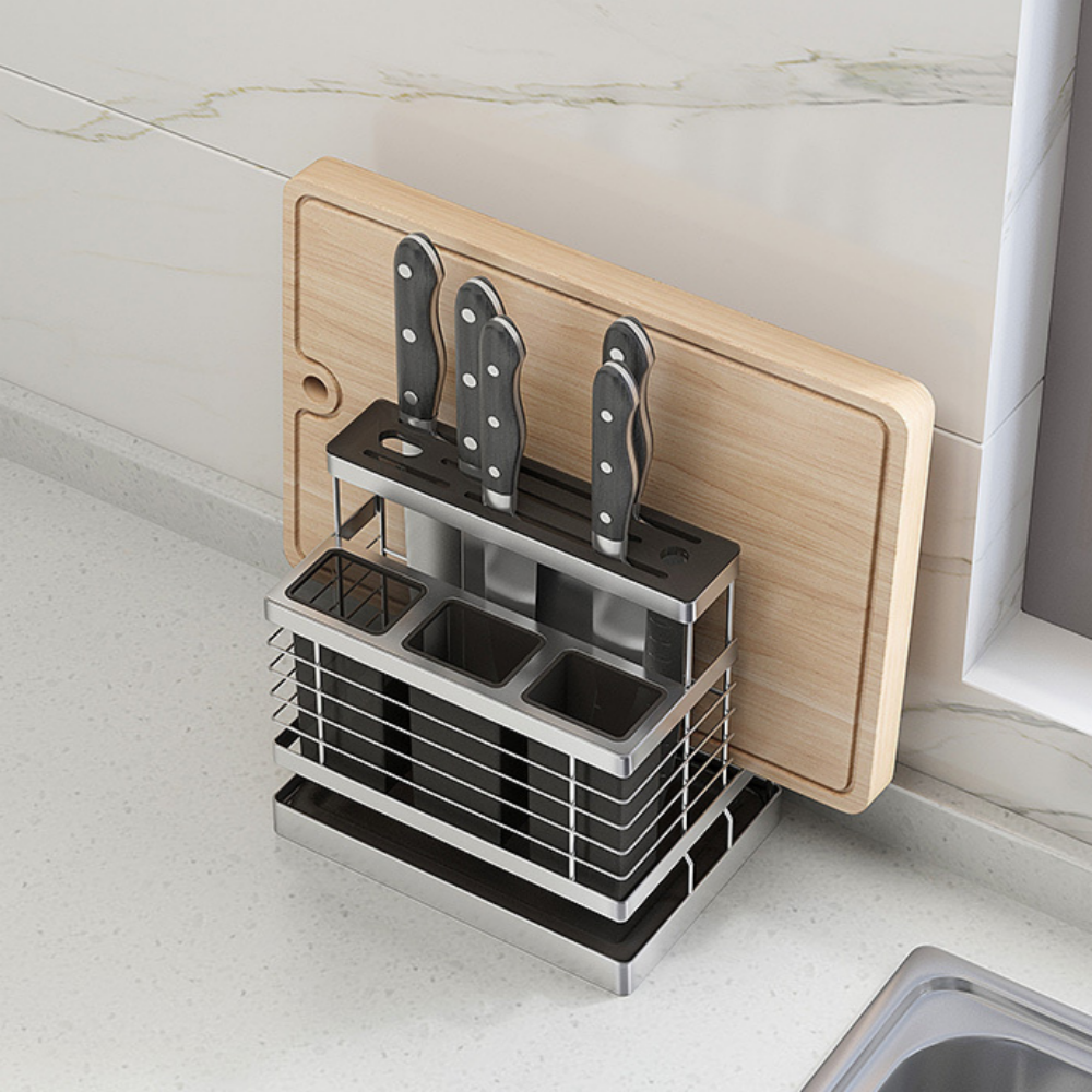 꿀물리빙 304스텐 칼도마꽂이 수저꽂이 칼꽂이 도마거치대, 1개, 실버 29,900원