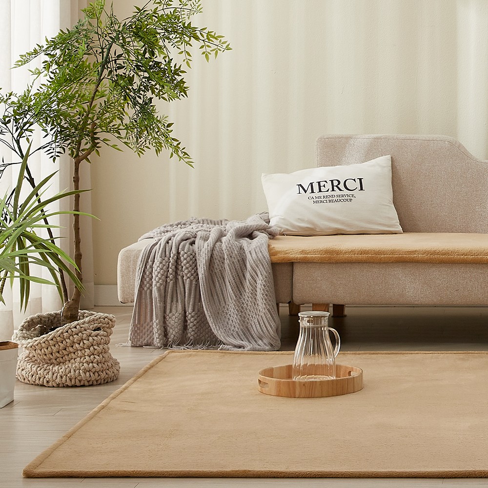 수앤우디자인 워셔블 극세사 단모 거실 미니멀 러그, 현재가 43,900원