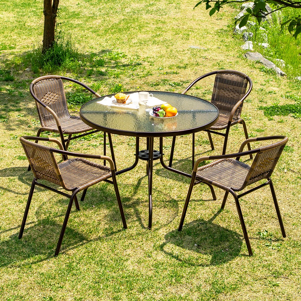 유로아이 1000 원형 39번 4인 야외 테이블 의자 세트, 초코 175,900원