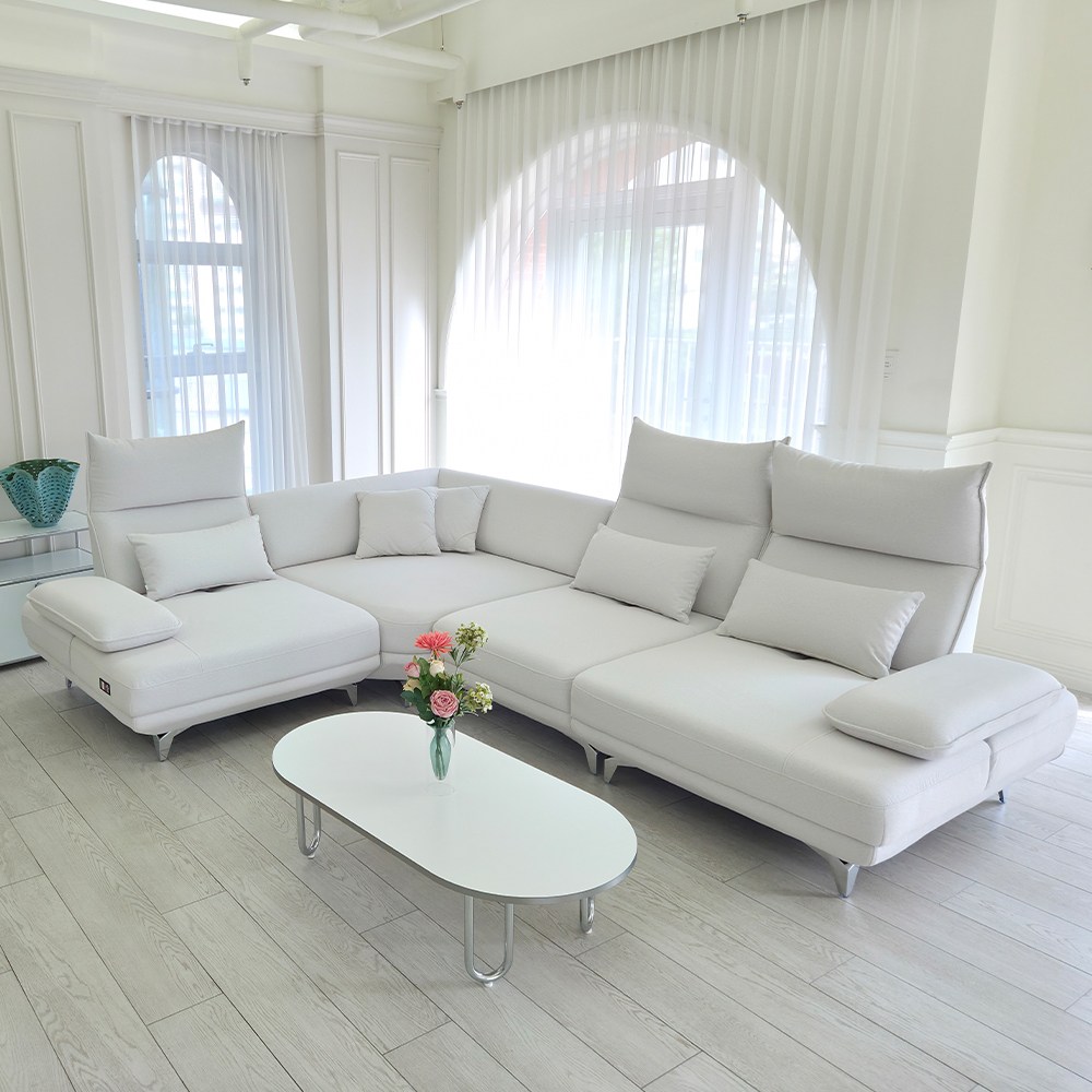 [부드러운감촉과 스윙기능] 베르디안 베티 6인용 스윙 소파 아쿠아텍스 이지클린 조야원단 타이보 패브릭 (쿠션5개), 아이보리 799,000원