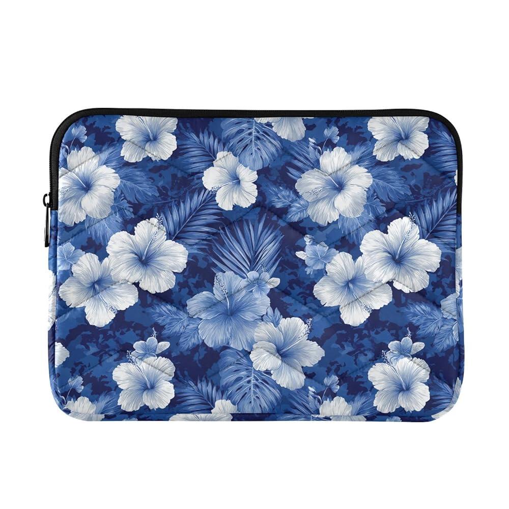 Sletend Blue Hibiscus Puffy 노트북 슬리브, 13-14인치 맥북용, 퀼트 디자인 귀여운 패딩 백 부드럽고 가벼운 케이스, 남성 여성용, 360 보호 34,600원