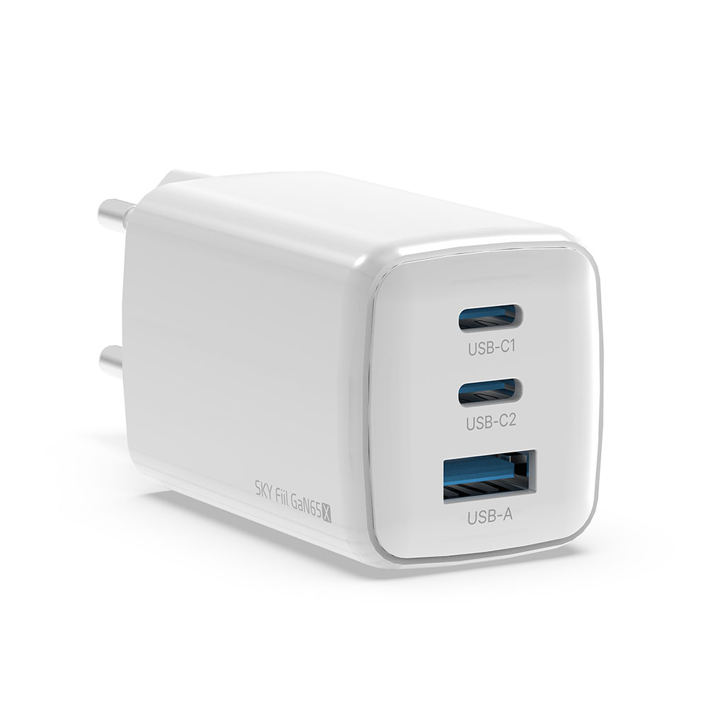 SKY 필 GaN 65X 65W 4세대 초미니 3포트 충전기, 화이트, 1개 13,790원