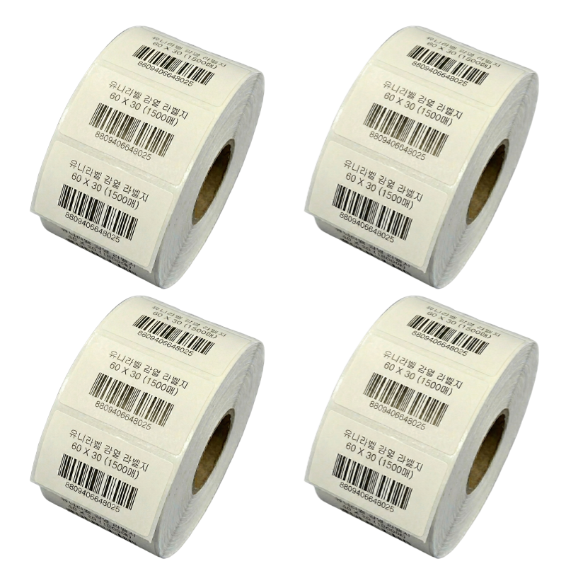 감열라벨지 가로6cm 세로3cm 1500매, 4롤 18,000원