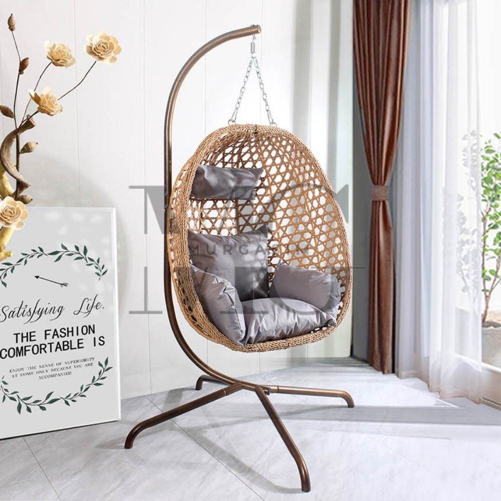 뮤르가즘 1인용 타원형 행잉체어 (진베이지) 야외흔들의자 364,500원