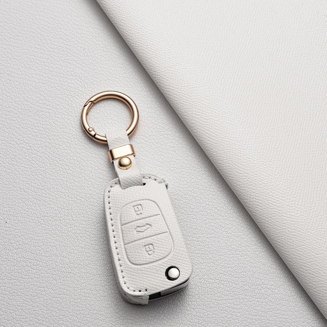 기아/현대 호환 천연 소가죽 3버튼 폴딩 키케이스 (아반떼 MD/모닝/레이/쏘울/스포티지 R/쏘렌토/봉고/YF 쏘나타/i30/K5/K7/포르테/그랜저 TG) 차량용품, C 타입, 아이보리 16,200원