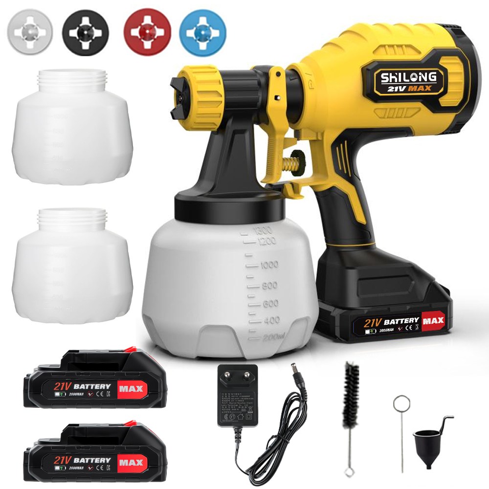 SHILONG 독일기술 무선 전기 페인트스프레이건 자동 뿌리고 전기 페인트 스프레이건 고압 분무기 분사기 분사건 방수 공사 61,980원