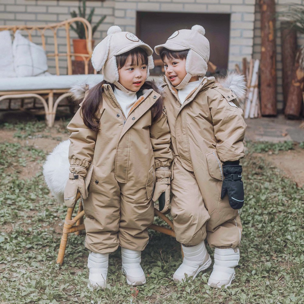 쿵스쿵스 올인원스노우슈트(다크베이지) 유아스키복 아기스키복 보드복 전신형 패딩 우주복 방한 방수 썰매복 스키 139,000원
