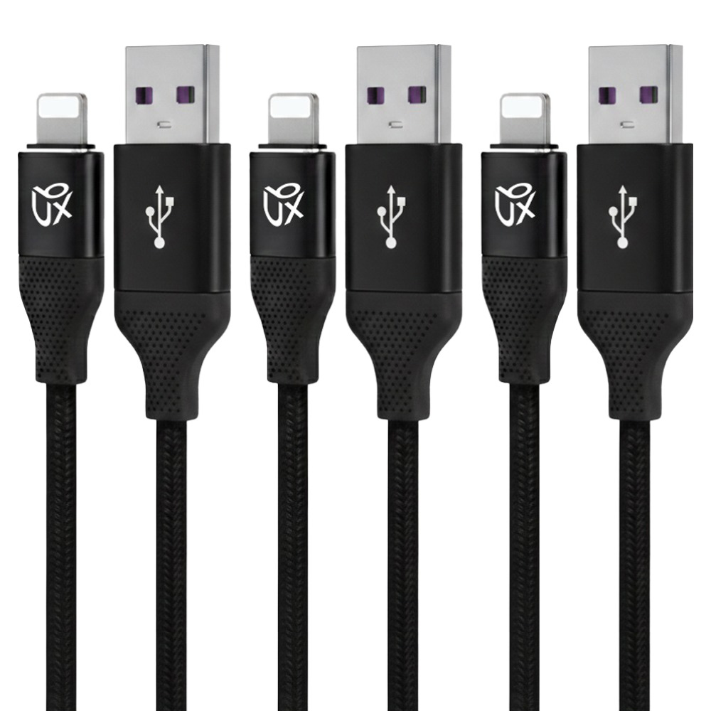 언박싱 브랙스 USB to 라이트닝 8핀 패브릭 충전 케이블, 3개, 블랙, 2m 11,900원