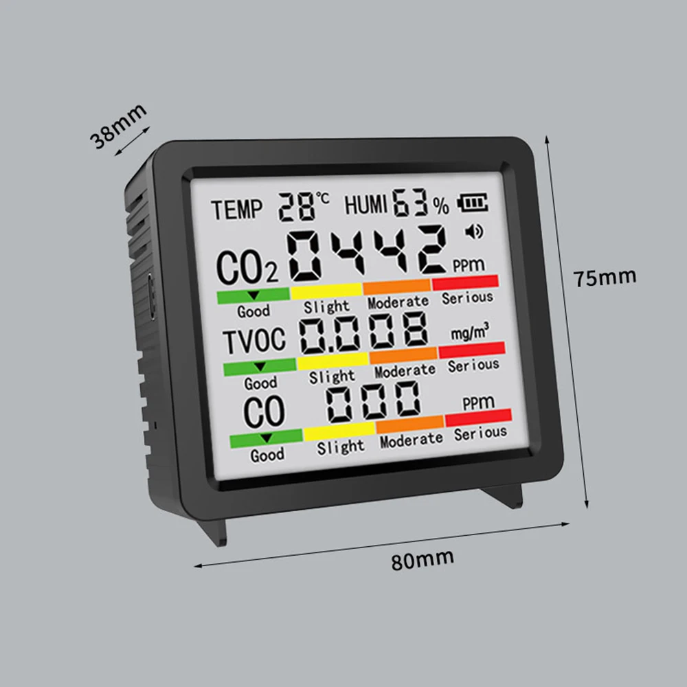 투야 와이파이 공기질 모니터, 실내 CO2 감지기, CO2, CO, TVOC, HCHO, PM2.5, PM1.0, PM10, 온도 및 습도 22,510원