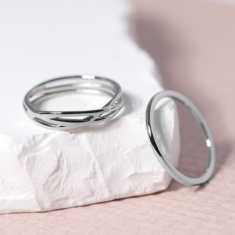 VARAM [2종세트] 물결라인 레이어드 변색없는반지 써지컬 316L 스틸 12,800원