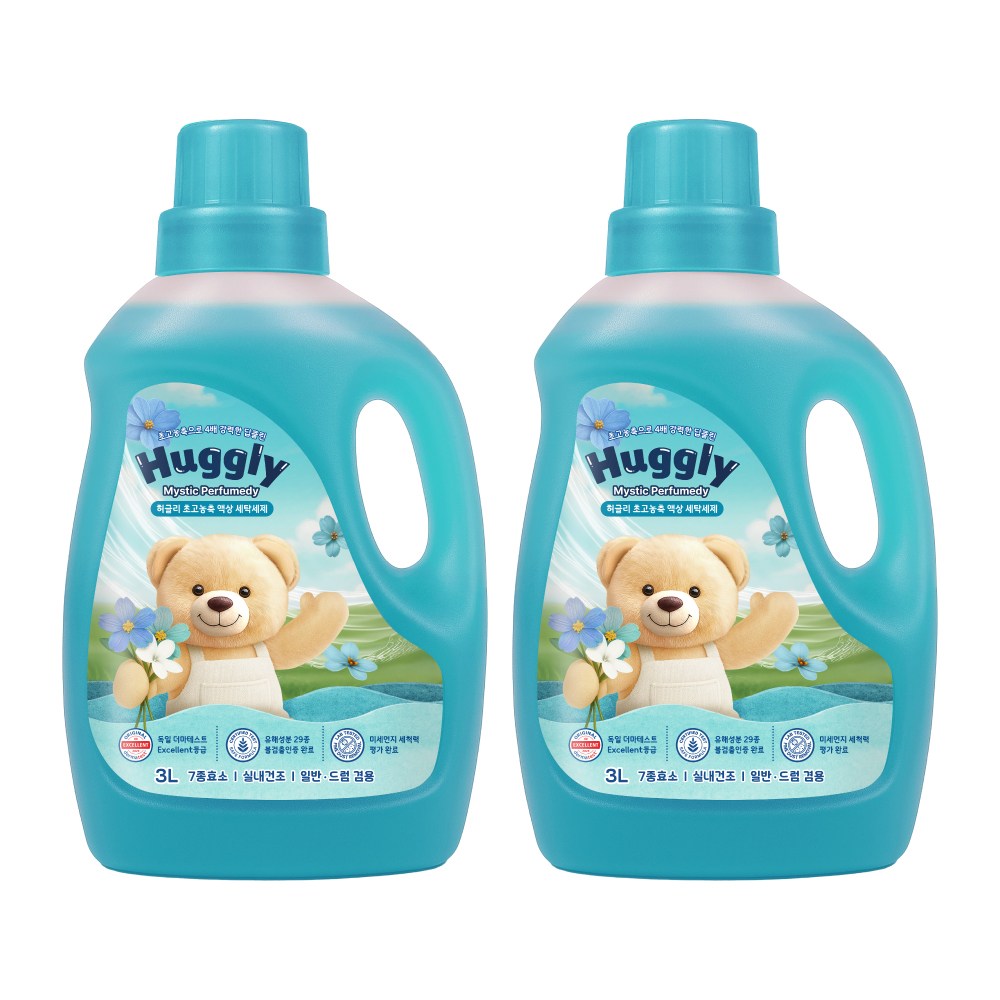 허글리 초고농축 액상 세탁세제 미스틱퍼퓸, 2개, 3L 19,900원