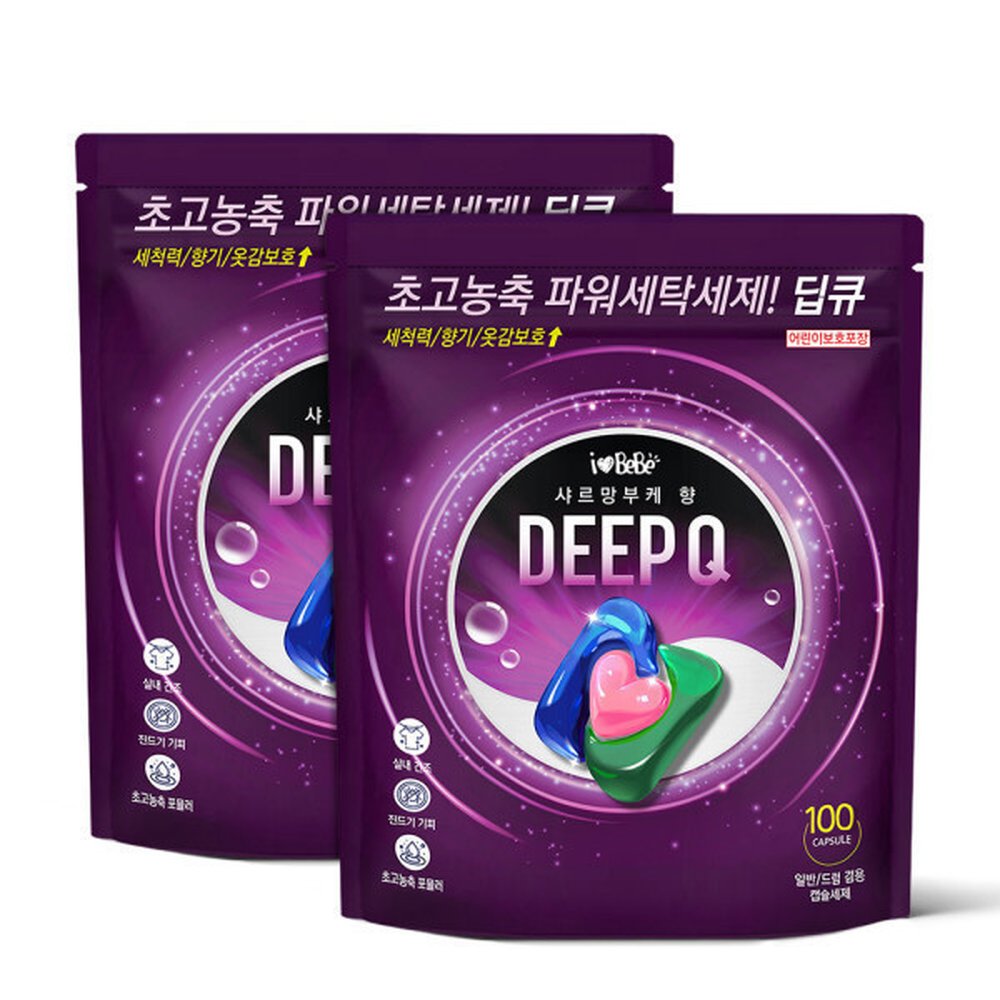 딥큐 3in1 샤르망부케 100개입+100개입 캡슐세제 고농축 세탁 드럼세탁기 세제 22,920원