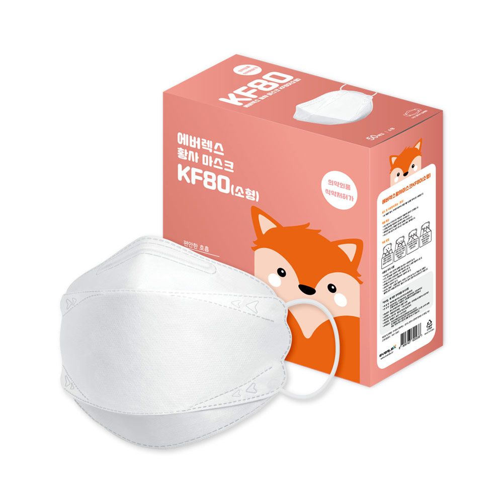 에버렉스 황사마스크 흰색 소형 KF80, 50개입, 2개, 흰색 28,000원