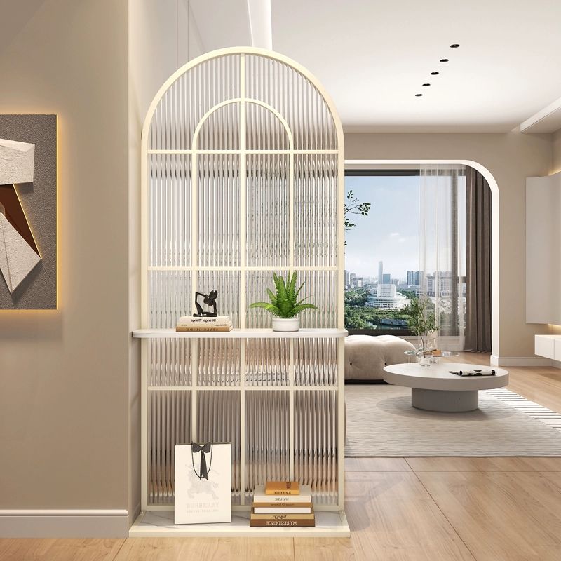 엔리프 아치형가벽 파티션 무타공 이동식 가정용 거실 유리 스크린 칸막이, 베이지화이트 레인보우 글라스 100cm 235,100원