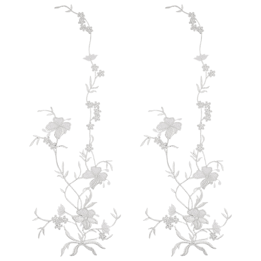 2개 꽃 모양 레이스 원단 자수 패치 , 레이스 입체 자수장식, 실버, 510x188x1mm7mm 13,040원